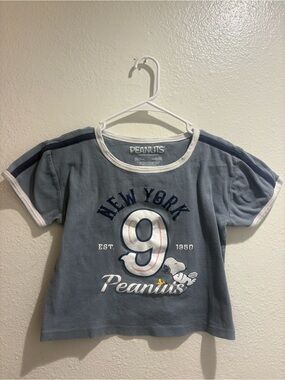 Peanuts Blue Graphic New York '9' Tee with White Trim